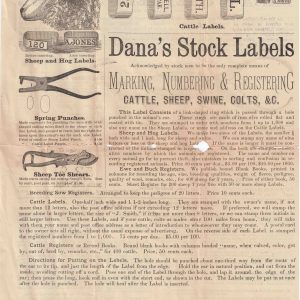Dana's Stock Labels ... Marking, Numbering & Registering Cattle, Sheep, Swine, Colts, &c.