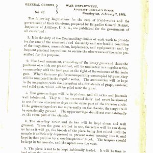 General Orders No. 42 - [Regulations for the Care of the Field-Works, and the Government of their Garrisons]